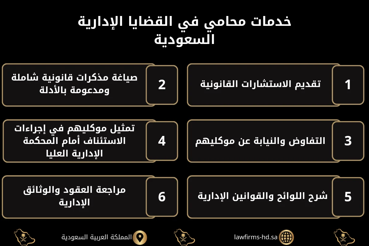 خدمات محامي في القضايا الإدارية السعودية