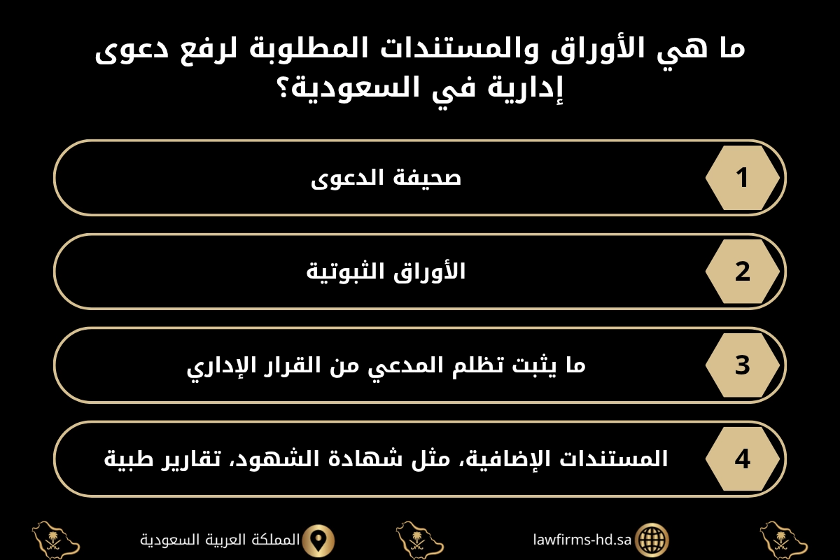ما هي الأوراق والمستندات المطلوبة لرفع دعوى إدارية في السعودية