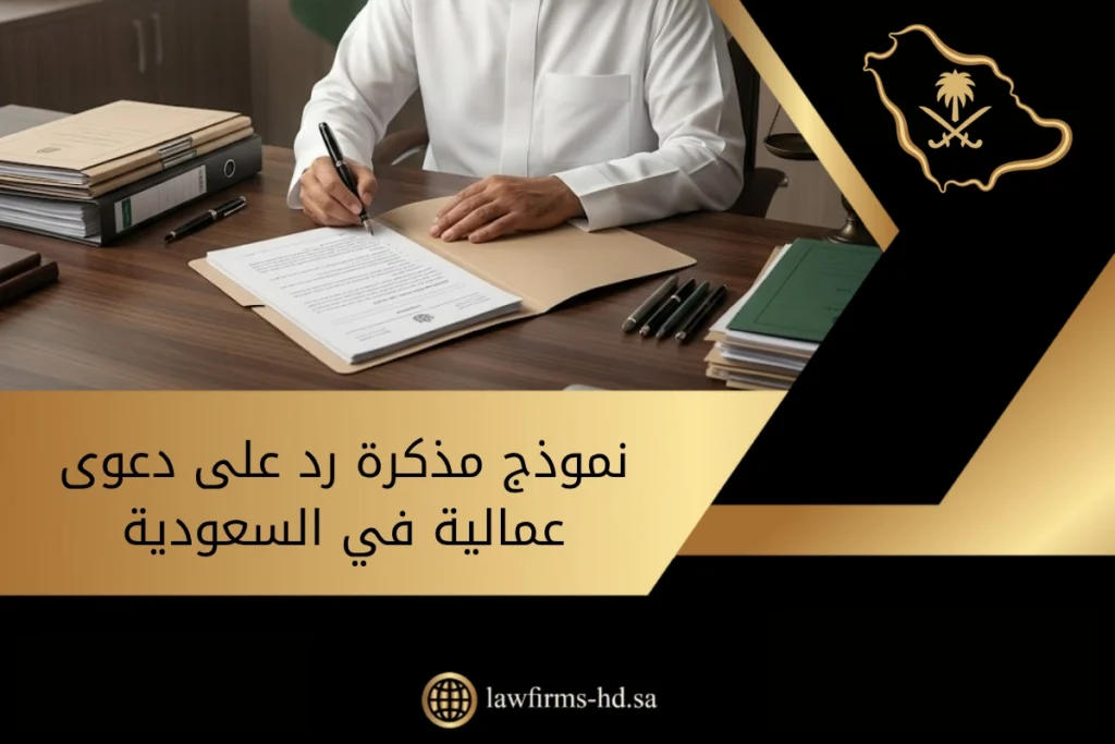 شخص يكتب مذكرة رد على دعوى عمالية في السعودية داخل مكتب